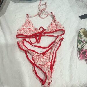 Blackbough Swim Red and White Bikini Set